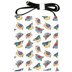 Seamless-pattern-with-hand-drawn-bird-black Shoulder Sling Bag