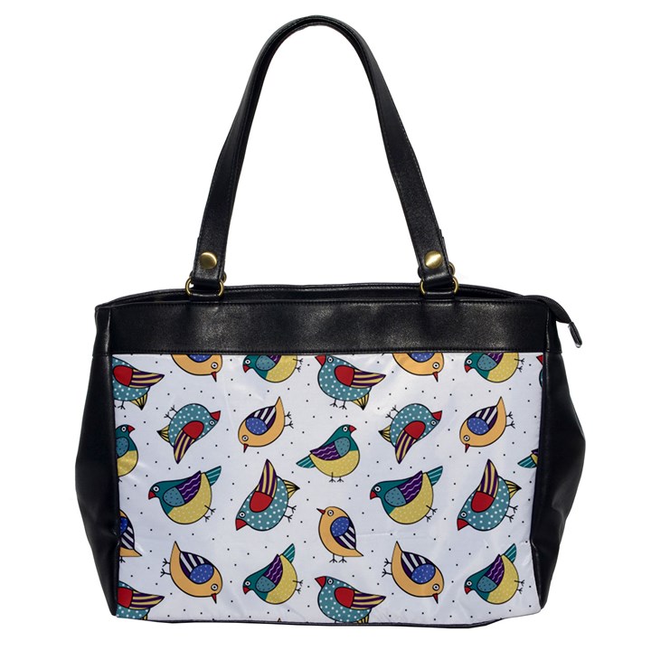 Seamless-pattern-with-hand-drawn-bird-black Oversize Office Handbag