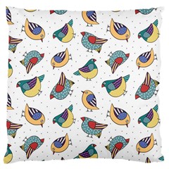 Seamless-pattern-with-hand-drawn-bird-black Large Cushion Case (two Sides) by Jancukart