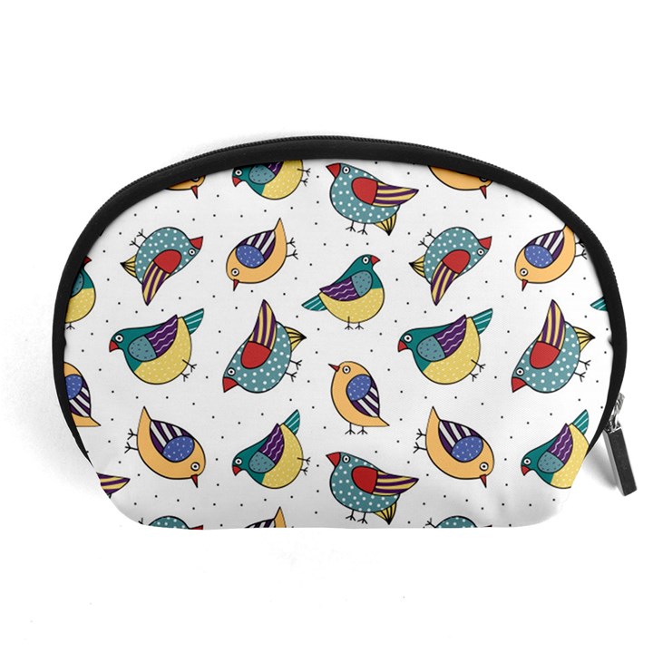 Seamless-pattern-with-hand-drawn-bird-black Accessory Pouch (Large)