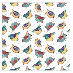 Seamless-pattern-with-hand-drawn-bird-black Square Satin Scarf (36  X 36 )