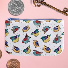 Seamless-pattern-with-hand-drawn-bird-black Large Coin Purse