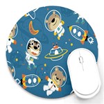 Seamless-pattern-funny-astronaut-outer-space-transportation Round Mousepad Front