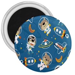 Seamless-pattern-funny-astronaut-outer-space-transportation 3  Magnets by Jancukart