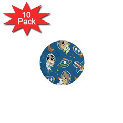 Seamless-pattern-funny-astronaut-outer-space-transportation 1  Mini Buttons (10 Pack)  by Jancukart