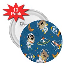 Seamless-pattern-funny-astronaut-outer-space-transportation 2 25  Buttons (10 Pack)  by Jancukart