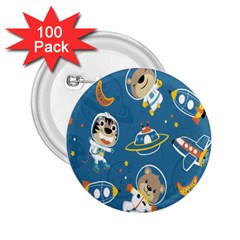 Seamless-pattern-funny-astronaut-outer-space-transportation 2 25  Buttons (100 Pack) 