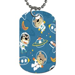 Seamless-pattern-funny-astronaut-outer-space-transportation Dog Tag (one Side)