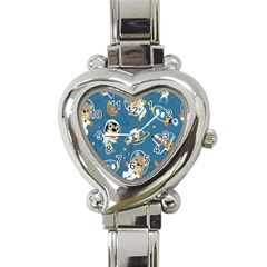 Seamless-pattern-funny-astronaut-outer-space-transportation Heart Italian Charm Watch