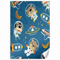 Seamless-pattern-funny-astronaut-outer-space-transportation Canvas 12  X 18  by Jancukart