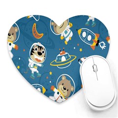 Seamless-pattern-funny-astronaut-outer-space-transportation Heart Mousepad