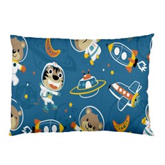 Seamless-pattern-funny-astronaut-outer-space-transportation Pillow Case by Jancukart