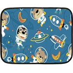 Seamless-pattern-funny-astronaut-outer-space-transportation Double Sided Fleece Blanket (Mini)  35 x27  Blanket Front