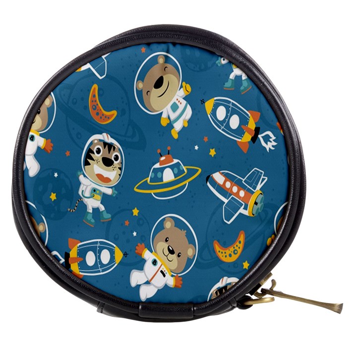 Seamless-pattern-funny-astronaut-outer-space-transportation Mini Makeup Bag