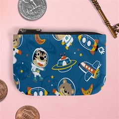 Seamless-pattern-funny-astronaut-outer-space-transportation Mini Coin Purse by Jancukart