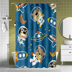 Seamless-pattern-funny-astronaut-outer-space-transportation Shower Curtain 48  X 72  (small)  by Jancukart