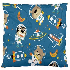 Seamless-pattern-funny-astronaut-outer-space-transportation Large Cushion Case (one Side)