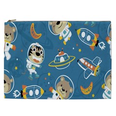 Seamless-pattern-funny-astronaut-outer-space-transportation Cosmetic Bag (xxl) by Jancukart