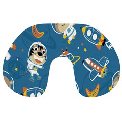 Seamless-pattern-funny-astronaut-outer-space-transportation Travel Neck Pillow by Jancukart