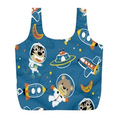 Seamless-pattern-funny-astronaut-outer-space-transportation Full Print Recycle Bag (l) by Jancukart