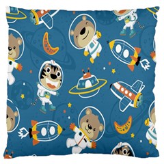 Seamless-pattern-funny-astronaut-outer-space-transportation Large Flano Cushion Case (one Side)