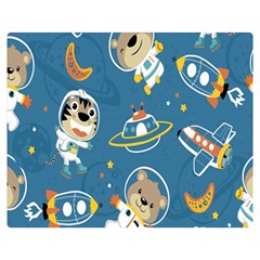 Seamless-pattern-funny-astronaut-outer-space-transportation Double Sided Flano Blanket (medium) 