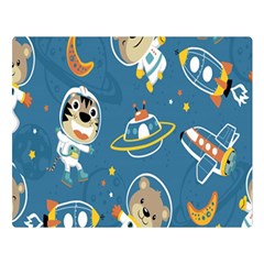 Seamless-pattern-funny-astronaut-outer-space-transportation Double Sided Flano Blanket (large)  by Jancukart