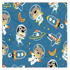 Seamless-pattern-funny-astronaut-outer-space-transportation Square Satin Scarf (36  X 36 ) by Jancukart