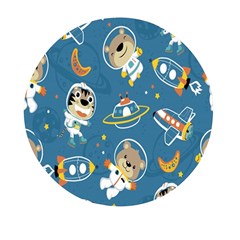 Seamless-pattern-funny-astronaut-outer-space-transportation Mini Round Pill Box (pack Of 5)