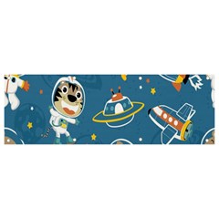 Seamless-pattern-funny-astronaut-outer-space-transportation Banner And Sign 9  X 3  by Jancukart