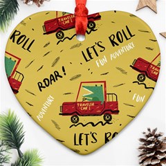 Childish-seamless-pattern-with-dino-driver Ornament (heart)