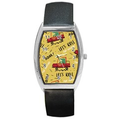 Childish-seamless-pattern-with-dino-driver Barrel Style Metal Watch by Jancukart