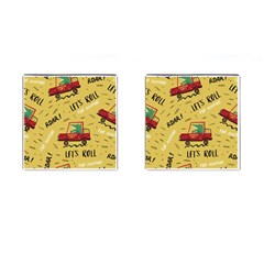 Childish-seamless-pattern-with-dino-driver Cufflinks (square)