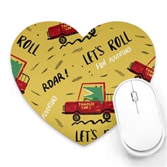 Childish-seamless-pattern-with-dino-driver Heart Mousepad