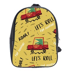 Childish-seamless-pattern-with-dino-driver School Bag (large)