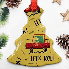 Childish-seamless-pattern-with-dino-driver Christmas Tree Ornament (two Sides) by Jancukart