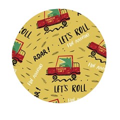 Childish-seamless-pattern-with-dino-driver Mini Round Pill Box