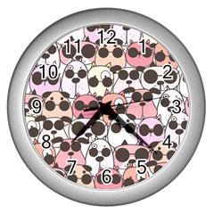 Cute-dog-seamless-pattern-background Wall Clock (silver) by Jancukart