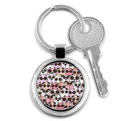 Cute-dog-seamless-pattern-background Key Chain (round)