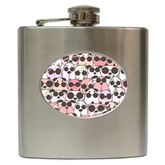 Cute-dog-seamless-pattern-background Hip Flask (6 Oz)