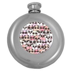 Cute-dog-seamless-pattern-background Round Hip Flask (5 Oz)