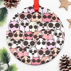 Cute-dog-seamless-pattern-background Round Ornament (two Sides)