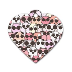 Cute-dog-seamless-pattern-background Dog Tag Heart (one Side)