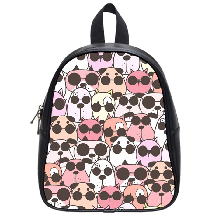 Cute-dog-seamless-pattern-background School Bag (Small)