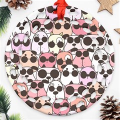 Cute-dog-seamless-pattern-background Ornament (round Filigree)