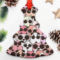 Cute-dog-seamless-pattern-background Christmas Tree Ornament (two Sides)