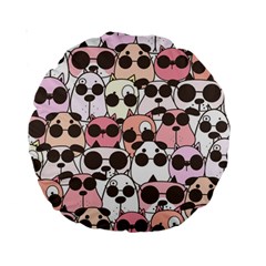 Cute-dog-seamless-pattern-background Standard 15  Premium Round Cushions by Jancukart