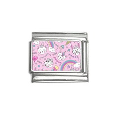 Beautiful Cute Animals Pattern Pink Beautiful Cute Animals Pattern Pink Rainbow Italian Charm (9mm) by Jancukart