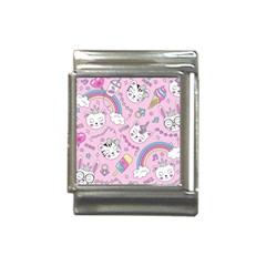 Beautiful Cute Animals Pattern Pink Beautiful Cute Animals Pattern Pink Rainbow Italian Charm (13mm) by Jancukart