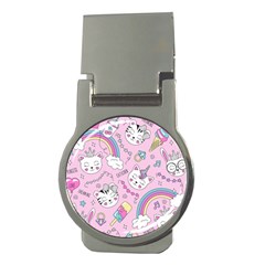 Beautiful Cute Animals Pattern Pink Beautiful Cute Animals Pattern Pink Rainbow Money Clips (round) 